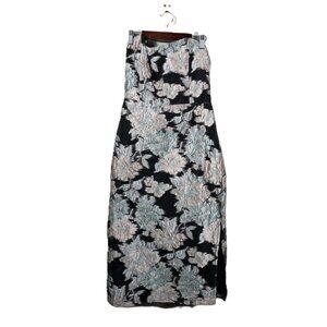 NWT Lulus Floral Metallic Strapless Evening Gown With Side Slit Wedding Guest L